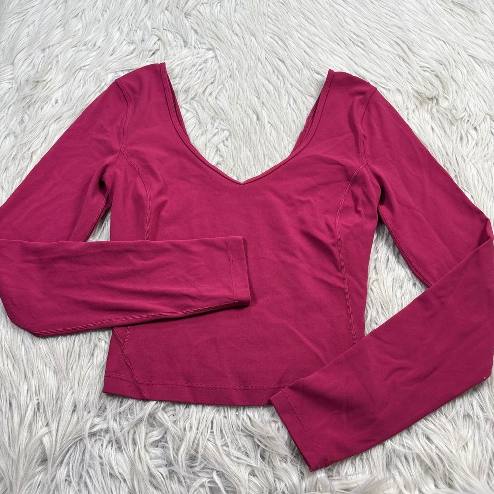Lululemon Women's 4 S Magenta Pink Align Long Sleeve Crop Top Yoga Gym Barre